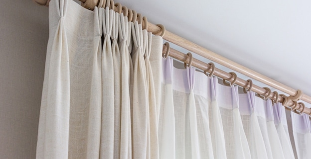 White Curtains with Ring-Top Rail — Upholstery & Carpet Cleaning on the Sunshine Coast, QLD