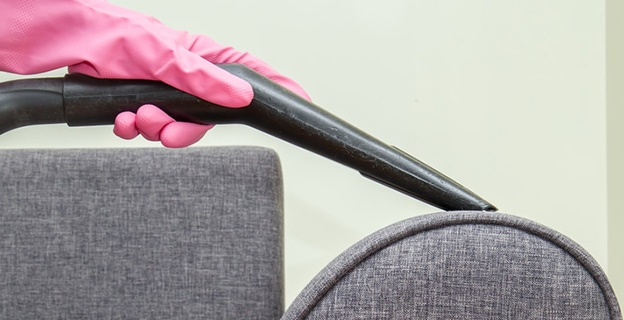 Professionally Nozzle Releasing Sofa from Dust — Upholstery & Carpet Cleaning on the Sunshine Coast, QLD