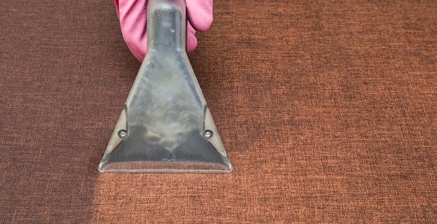 Textile Brown Sofa Chemical Cleaning with Professionally Extraction Method — Upholstery & Carpet Cleaning on the Coolum, QLD