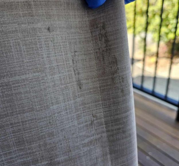 Grey Curtain with Mould — Upholstery & Carpet Cleaning on the Sunshine Coast, QLD